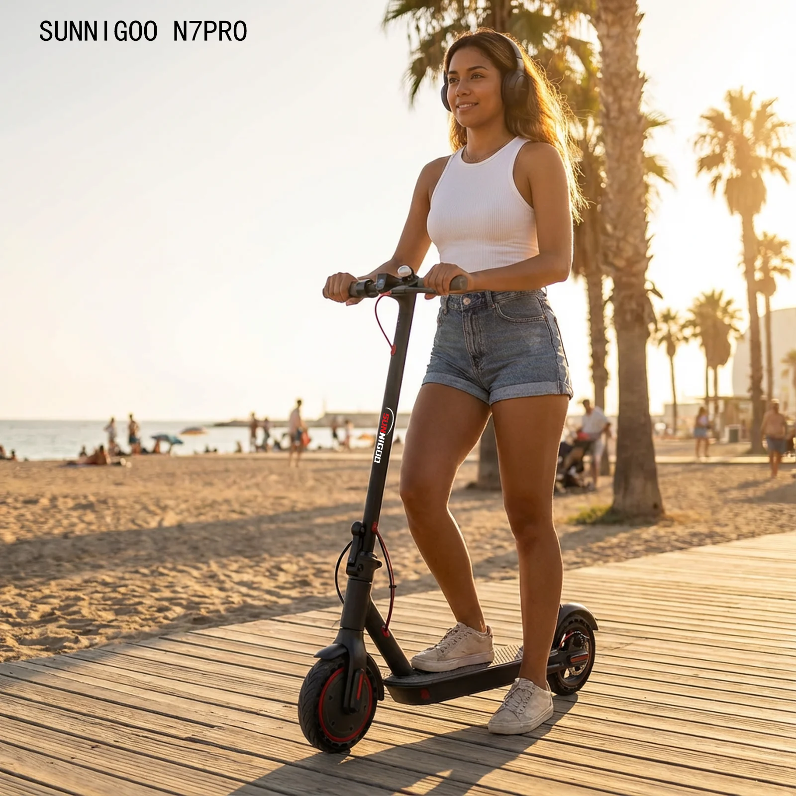 SUNNIGO Scooter Elettrico 350W Motore 36V 10.4Ah 30km Gamma 8.5 pollici Pneumatico A Nido D'ape Monopattini Elettrici Con App Regali di Capodanno