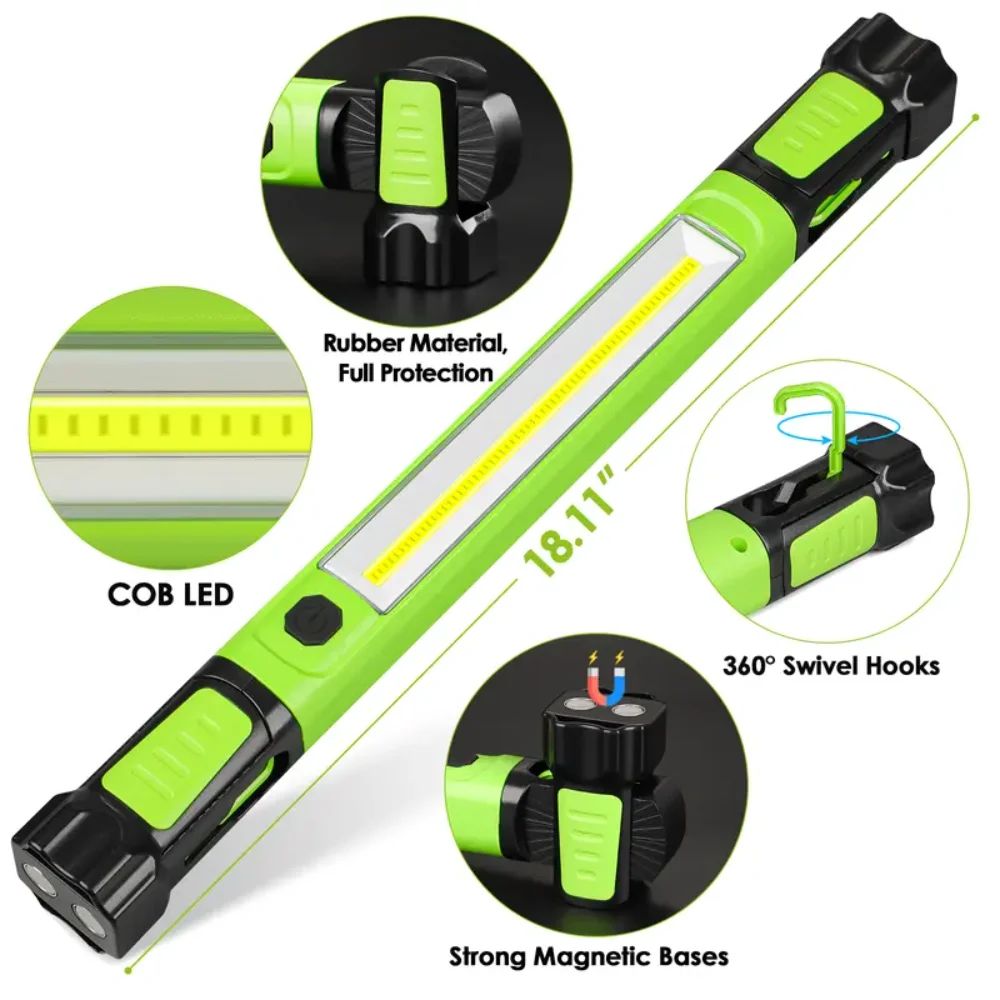 

Work Light, 2500LM Bright LED Work Lights, 5200mAh Rechargeable Magnetic Underhood Work Light with Hooks, Cordless Battery Power