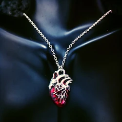 Bleeding Heart Necklace, Anatomical Heart, Gothic Jewelry, Gothic Necklace, Blood, Red, Y2K Jewelry, Y2K Necklace