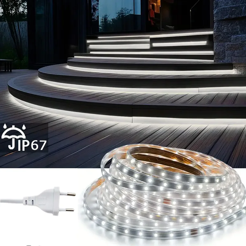 AC220V Waterproof LED Strip Lights IP67 High Brightness 60LEDs/M LED Tape For Home Room Kitchen Decoration Lighting with EU Plug