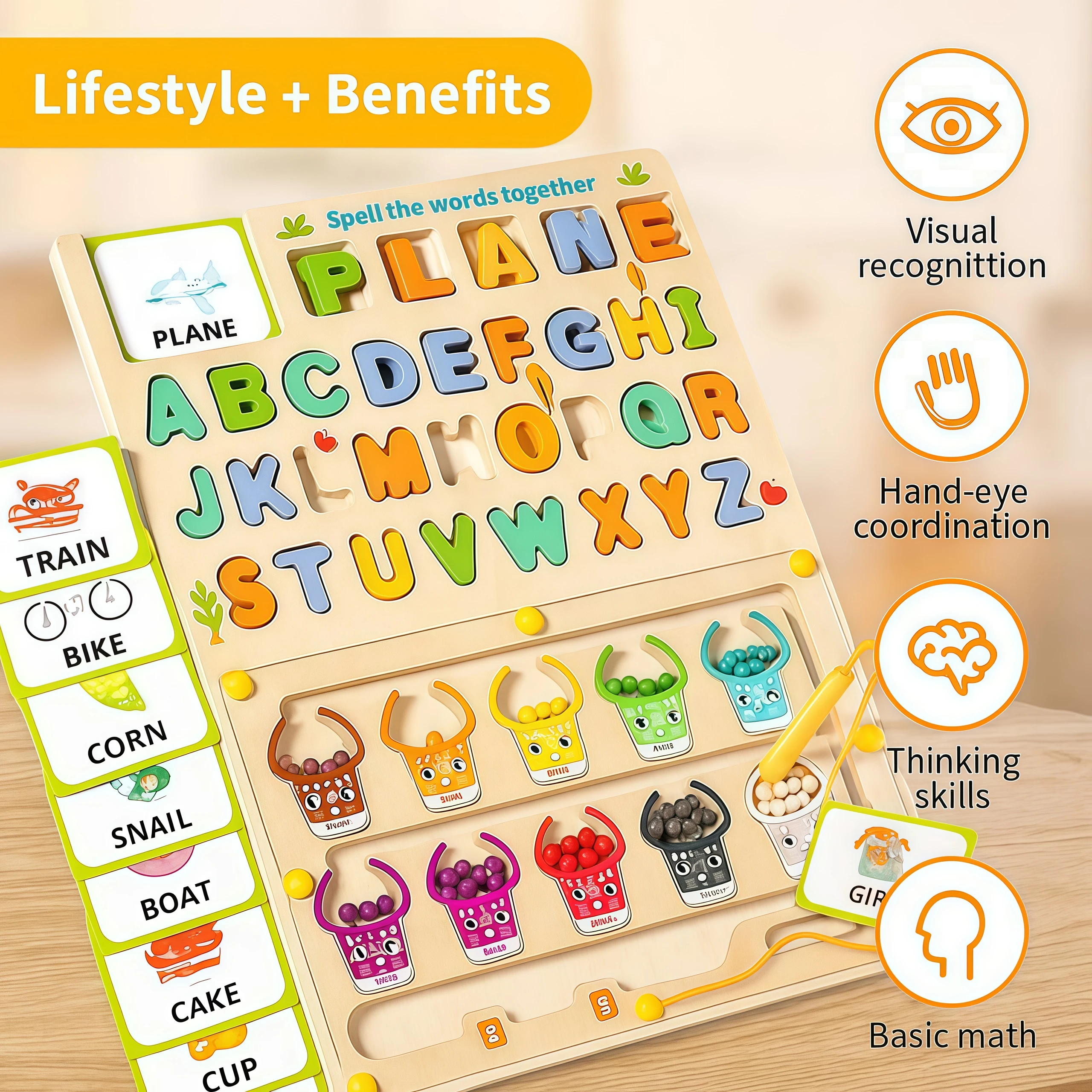 Toddler Montessori Toys 3 in 1 Wooden Magnetic Color Number Maze With Drawing Board Letters Learning Early Education Toy Gifts