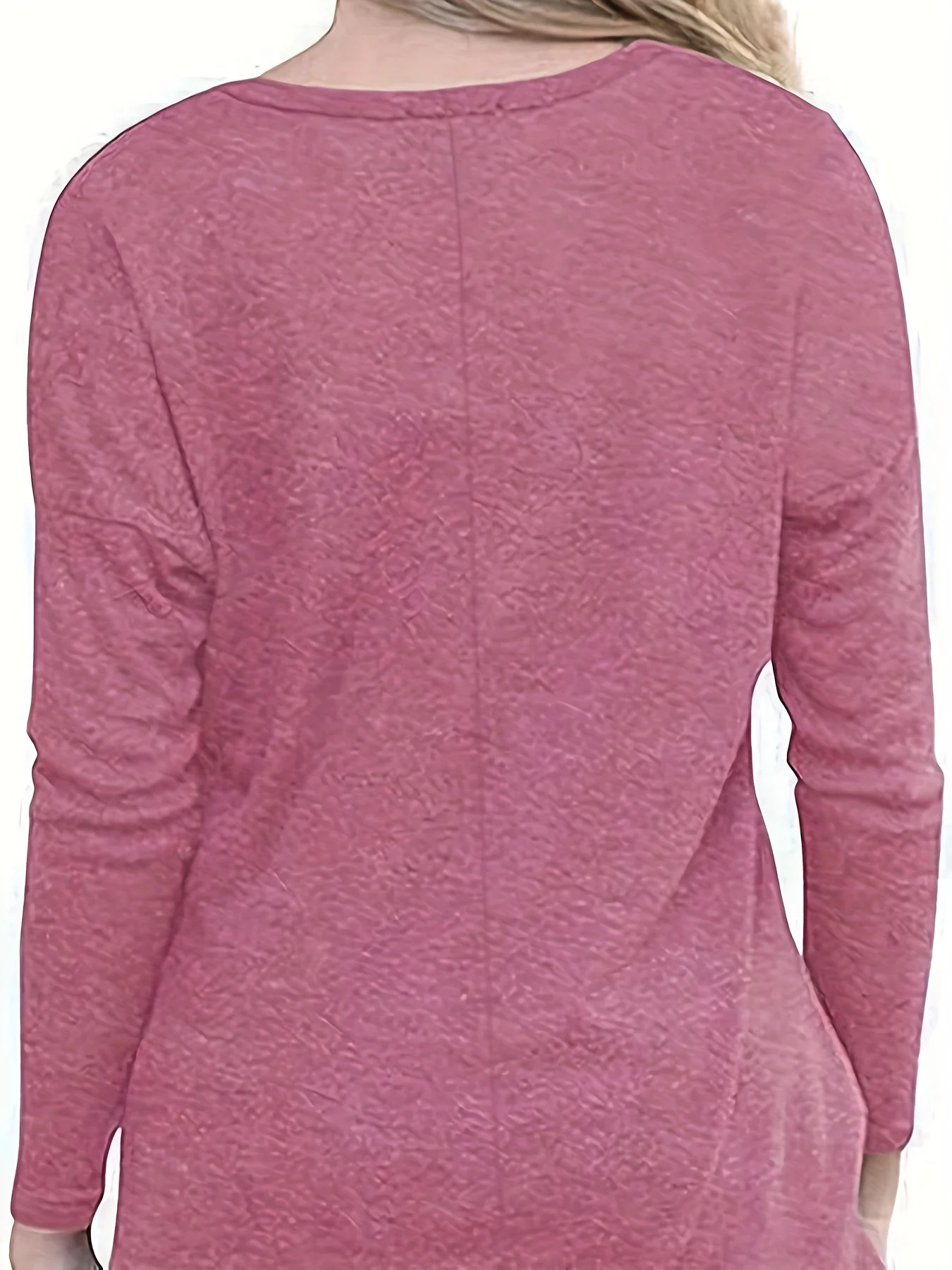 بلوزة نسائية فضفاضة ذات لون سادة مقاس كبير، نمط يومي كاجوال وردي، للنزهات اليومية والمشي وما إلى ذلك.