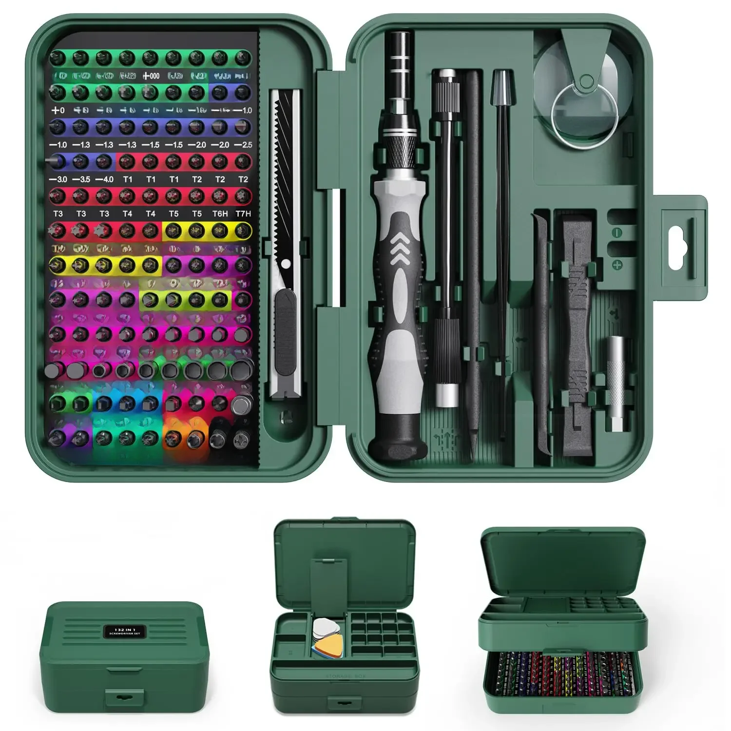 132 in 1 precisieschroevendraaierset Phillips Torx magnetische schroevendraaierkop met opbergdoos 152 bit kleine handreparatieset - afbeelding 2