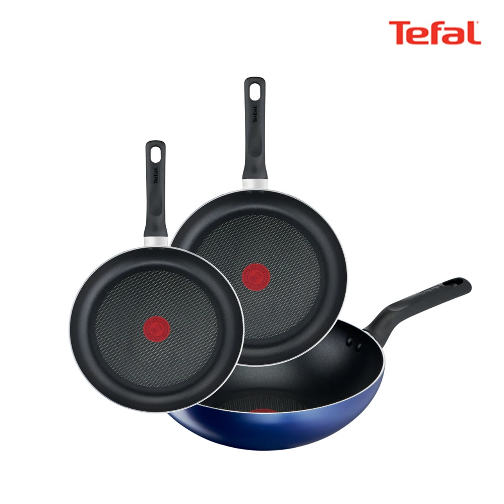 Tefal Pan & Pot Ptfe Midnight Blue 3-teiliges Set (Bratpfanne 24+26+Stirnpfanne 28)
