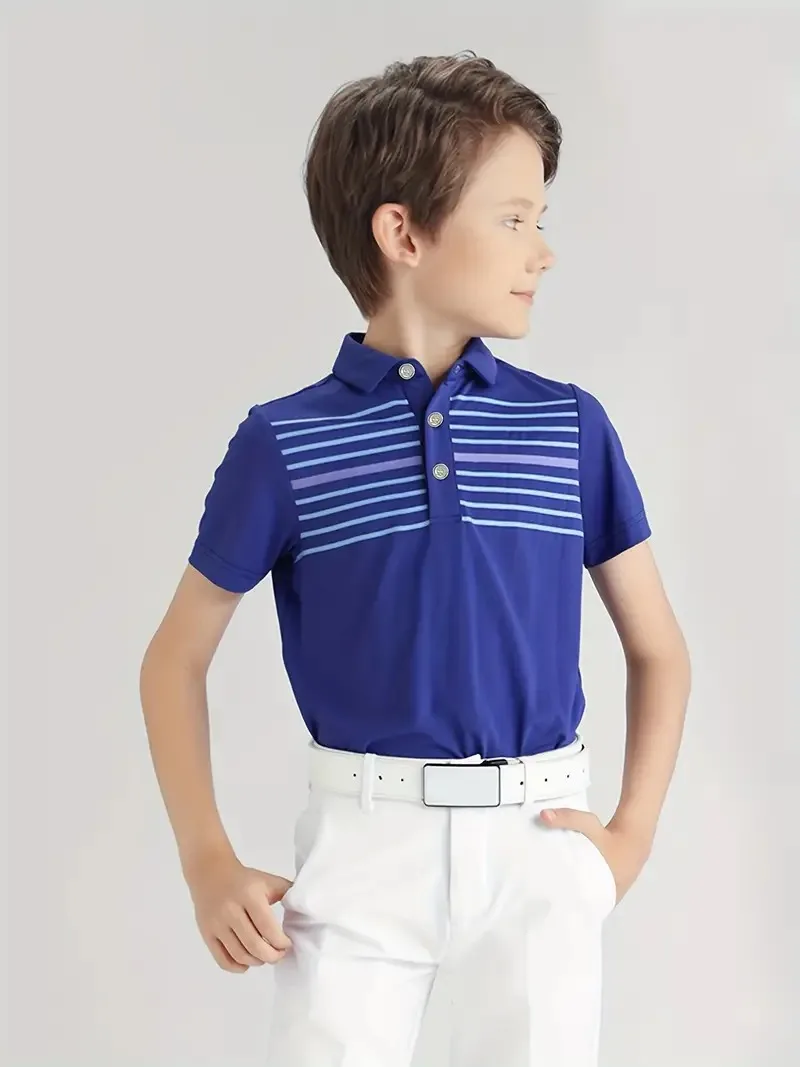 Summer Boys Golf Training Competition Team Jacket Children Tops Short Sleeve Clothes Kids Short-sleeved Shirts Men T Shirts Polo