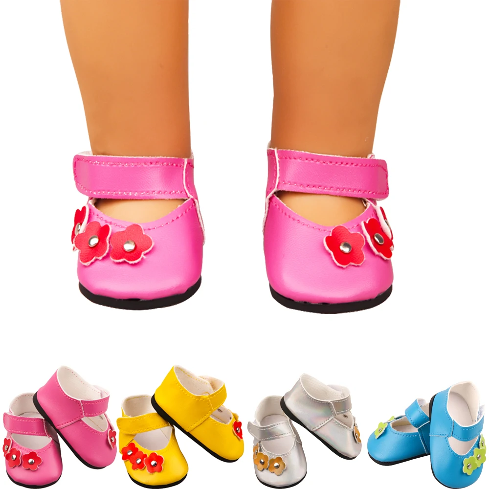 7cm Flower Doll Shoes High-quality Leather Mini Shoes For 18 Inch American&43cm Baby New Born,Our Generation Girl Doll Toy