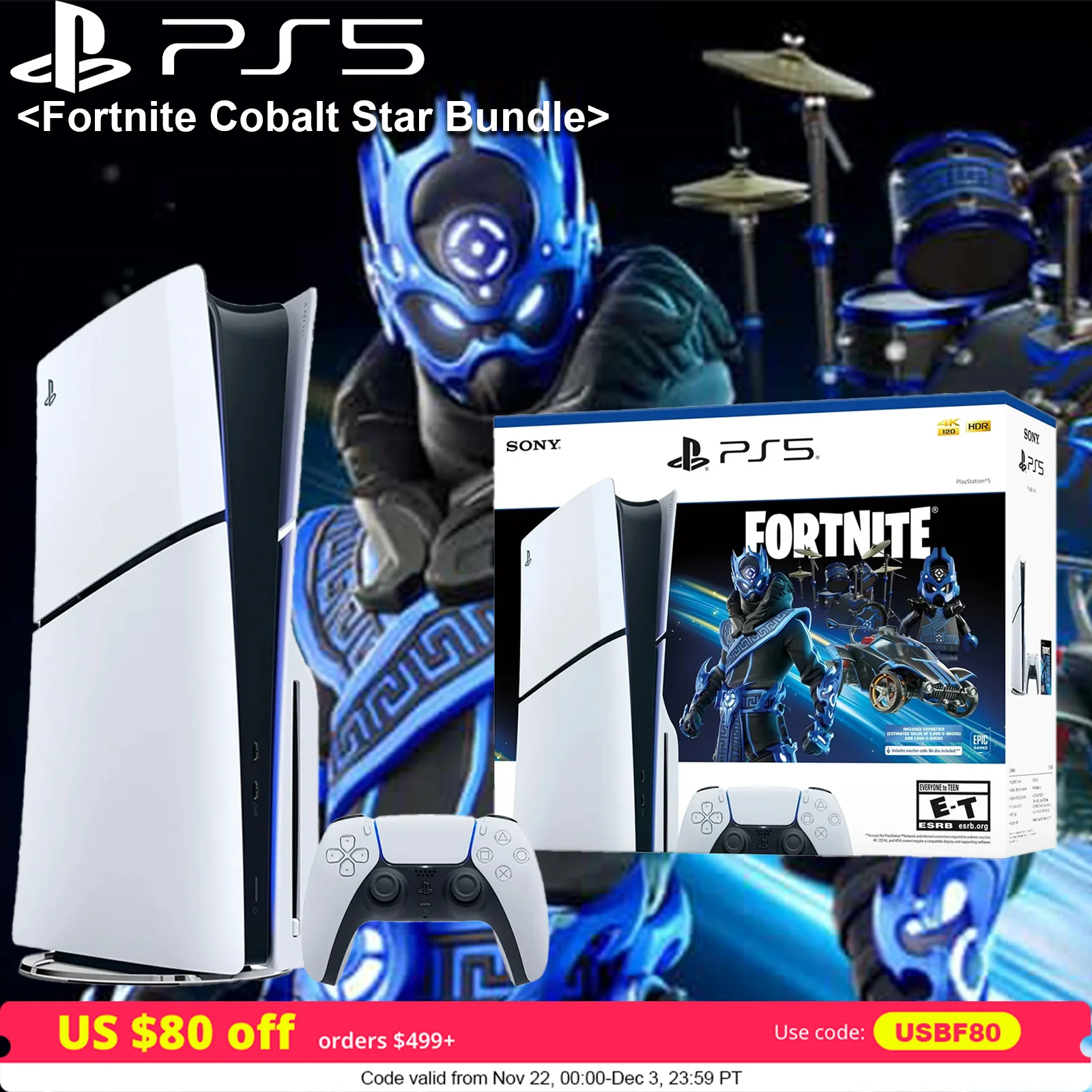 PlayStation 5 Disc Edition – Fortnite Cobalt Star Bundle,PS5