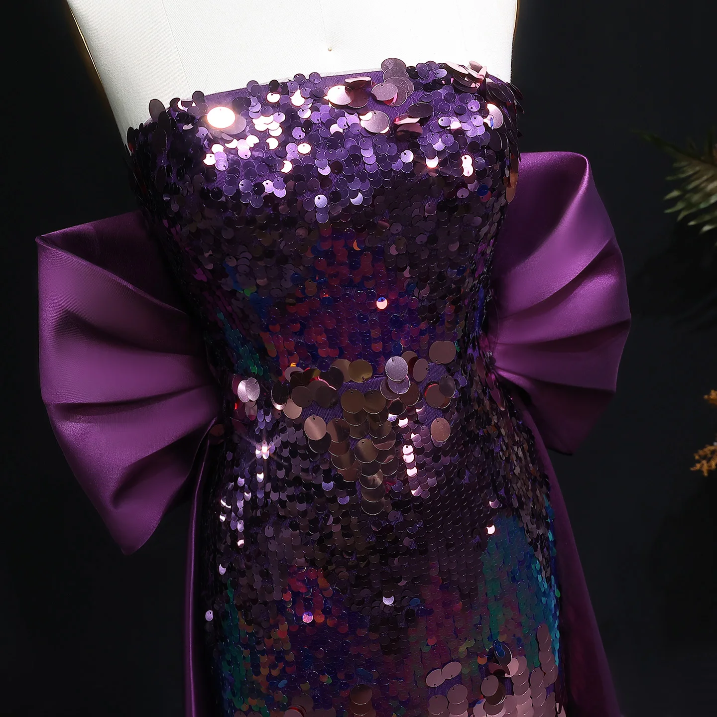 شارون سعيد دبي الأرجواني الترتر حورية البحر فساتين السهرة بدون حمالات مع عقدة القوس للنساء ثوب الزفاف الرسمي SF039 مخصص