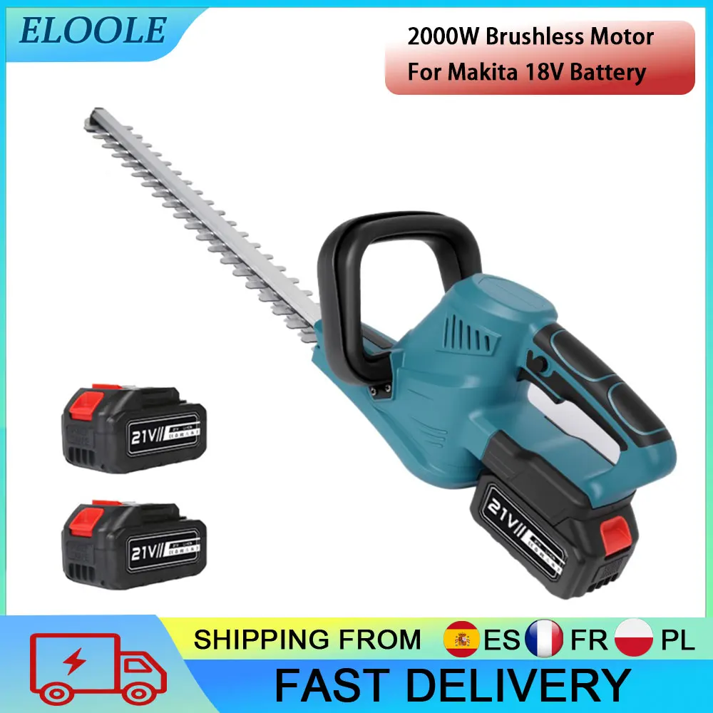 Cortasetos Inalámbrico de 2000W, Sin Escobillas, 7200SPM, Recortadora Eléctrica de Arbustos para Jardín, Compatible con Batería Makita de 18V