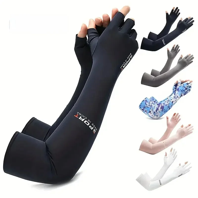 AliExpress 1Pair UV Protection Arm Sleeves 2-Finger Extended Arm Covers for Cycling Running Fishing Climbing Breathable Anti-Slip Arm Cover