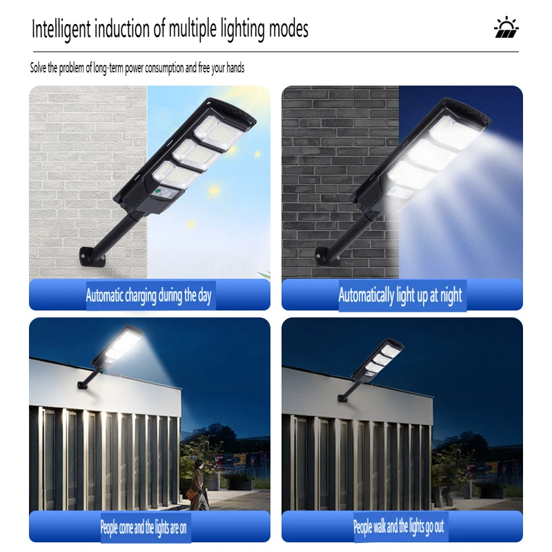 LED Solar Lights Outdoor Waterproof Motion Sensor Street Lighting With 3 Mode for Garden Patio Path Remote Control Yard Light