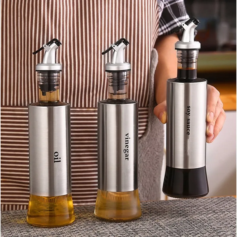 Kitchen Supplies Oilers Glass Oil Bottle Spice Jar Sets For Bulk Spray Sauce Press Pot Dispenser  Storage Household Condiment