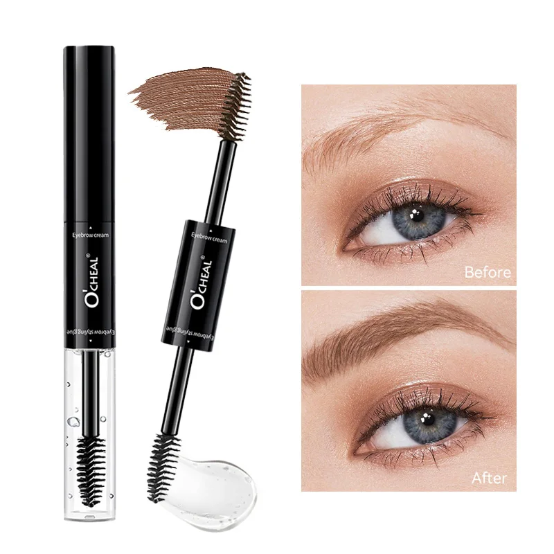O'cheal 2 In 1 Mascara Double Head Black Curled Lashes Mascara Eyebrow Styling 3D Feathery Wild Brow Wax Eyebrows Brush Mascara