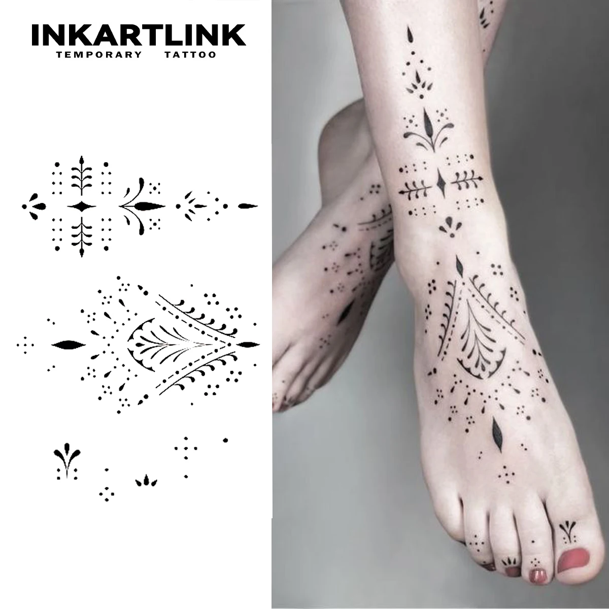 Henna Temporary Tattoo,Lasts To 15 Days New Technology Magic Waterproof Semi Permanent Sticker.