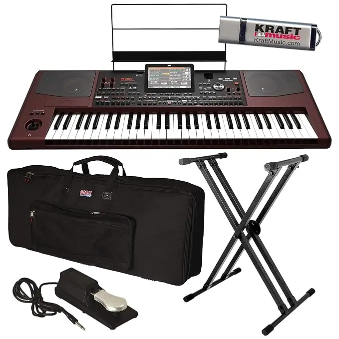 BEST SALES ORIGINAL Korg Pa1000 Professional Arranger Keyboard with Keyboard Bag, Stand, Piano-Style Sustain Pedal and Flash Dri