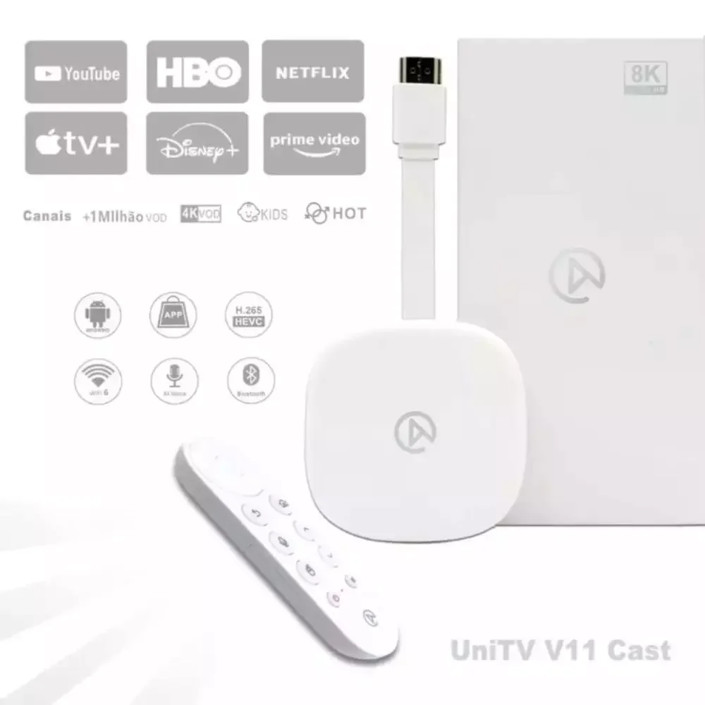 UNITV V11 CAST APPLIANCE ORIGINEEL SMART TV-HORLOGE KANAALS SERIE KLAAR LEVERING BRAZILIË
