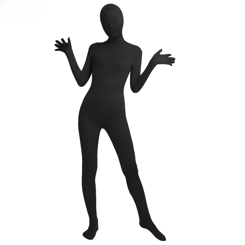 Ensnovo czarny kombinezon Zentai elastan nylon jednoczęściowy kombinezon na całe ciało kostium Zentai z długim rękawem Unitard Cosplay impreza z okazji Halloween — zdjęcie 2