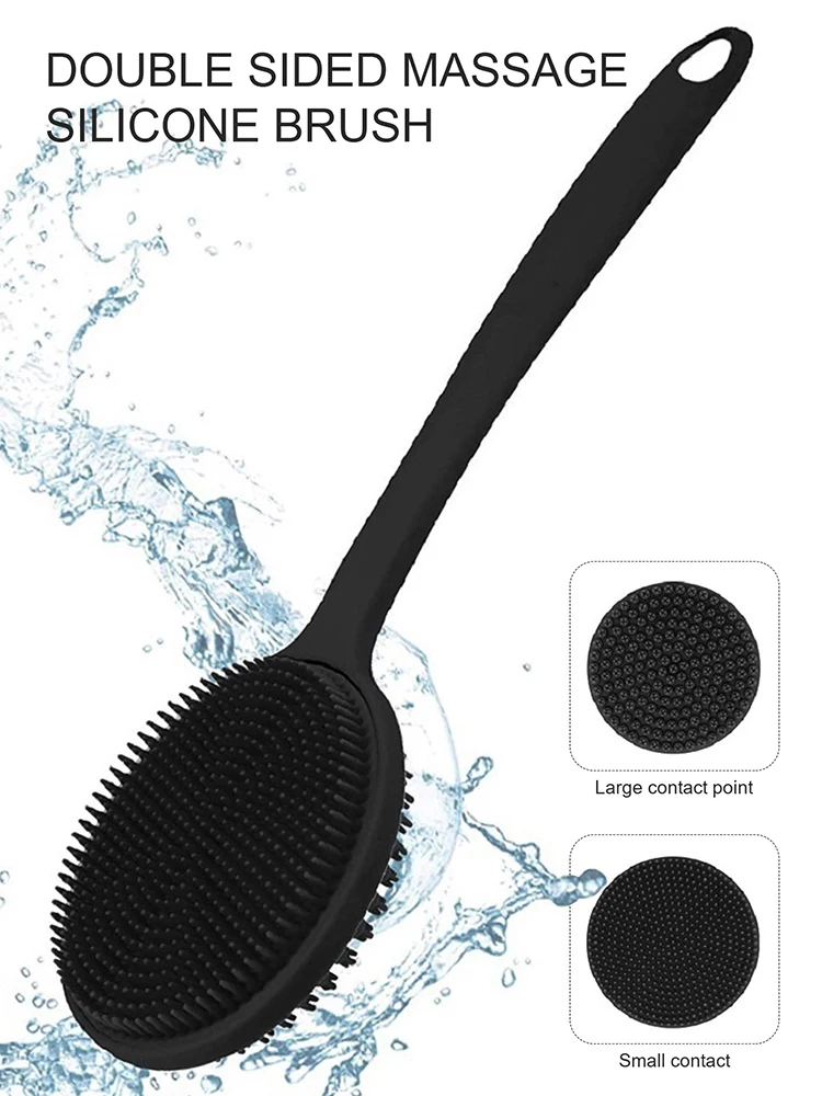 Soft Body Scrubber Shower Exfoliating Scrubs Long Handle Bath Brush Exfoliator Skin Massager Cleaning Brush Bathroom Accessories