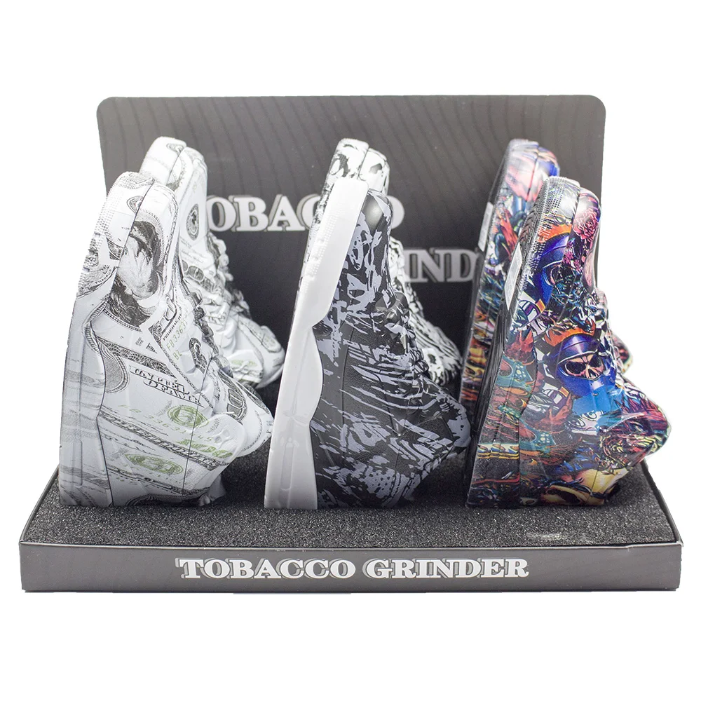 1.5' 4-Layer Zinc Alloy Spice Herb Tobacco Grinder 3 Piece Crusher Gift colorful Shoes 3D Print Grinder Smoke Crusher