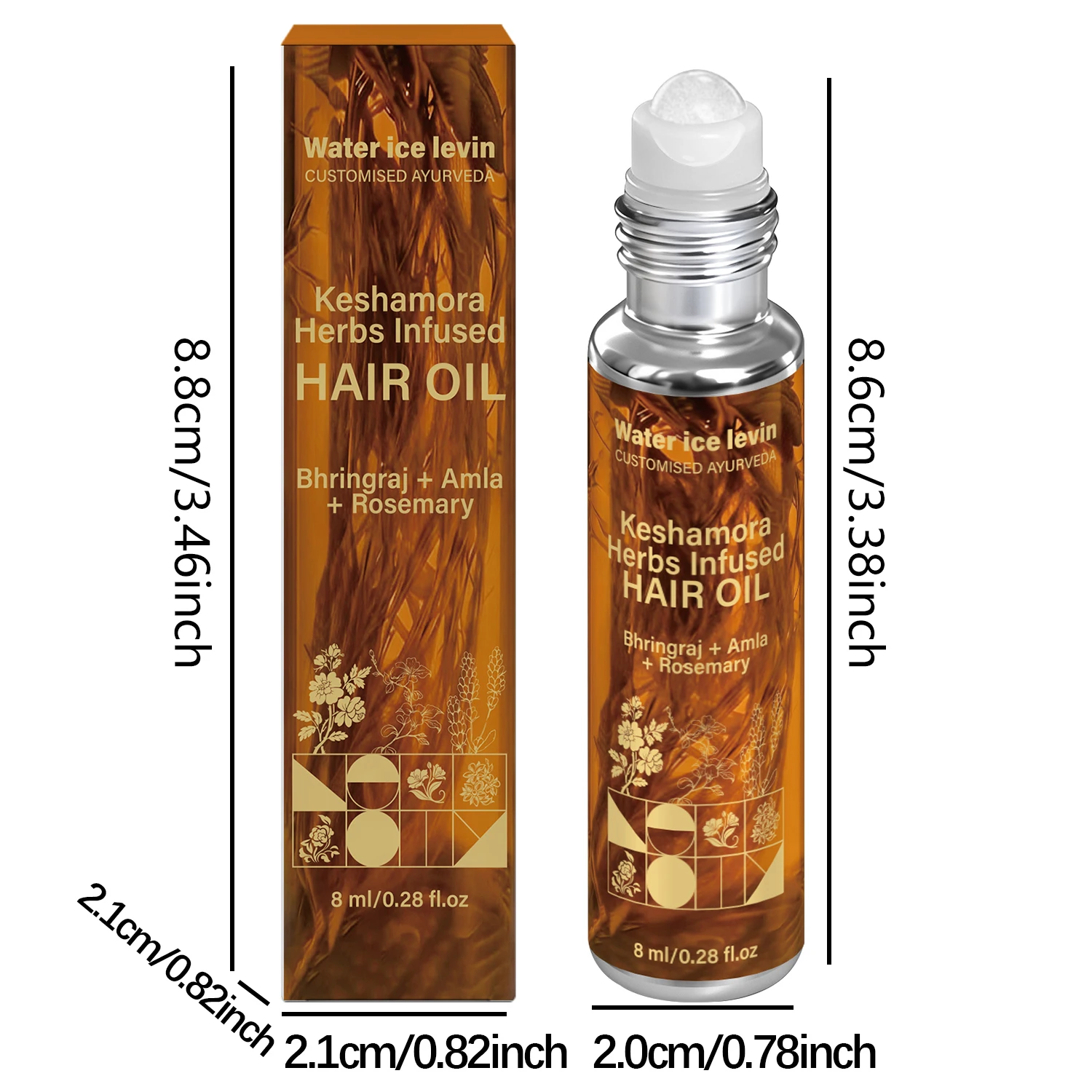 Water Ice Levin Keshamora Herbal Roll-On Hair Oil, Bhringraj Amla Rosemary Formula Hair Treatment Oil,8ml view 6