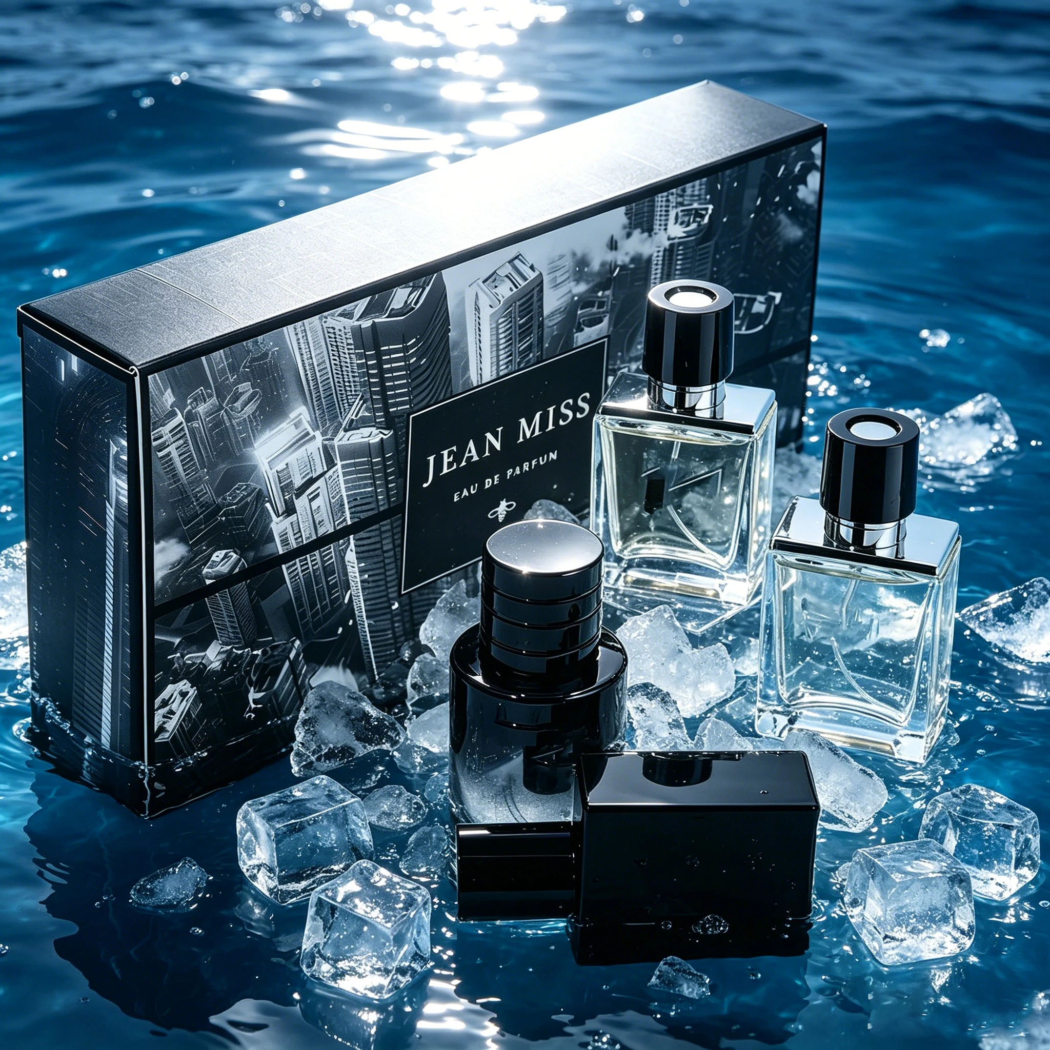 Jean Miss 3Pcs Men Perfume Gift Set Woody Aquatic Citrus Scent Eau de Toilette Long Lasting Masculine Fragrance Exquisite Blue Gift Box For Male Dating Travel Birthday Valentine Gift view 3