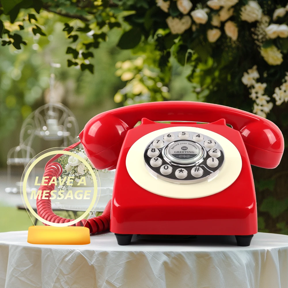 CHEETA Factory sale Wedding Audio Guest Book Phone Retro Telephone Rotary Type Turning Table Record Telephone