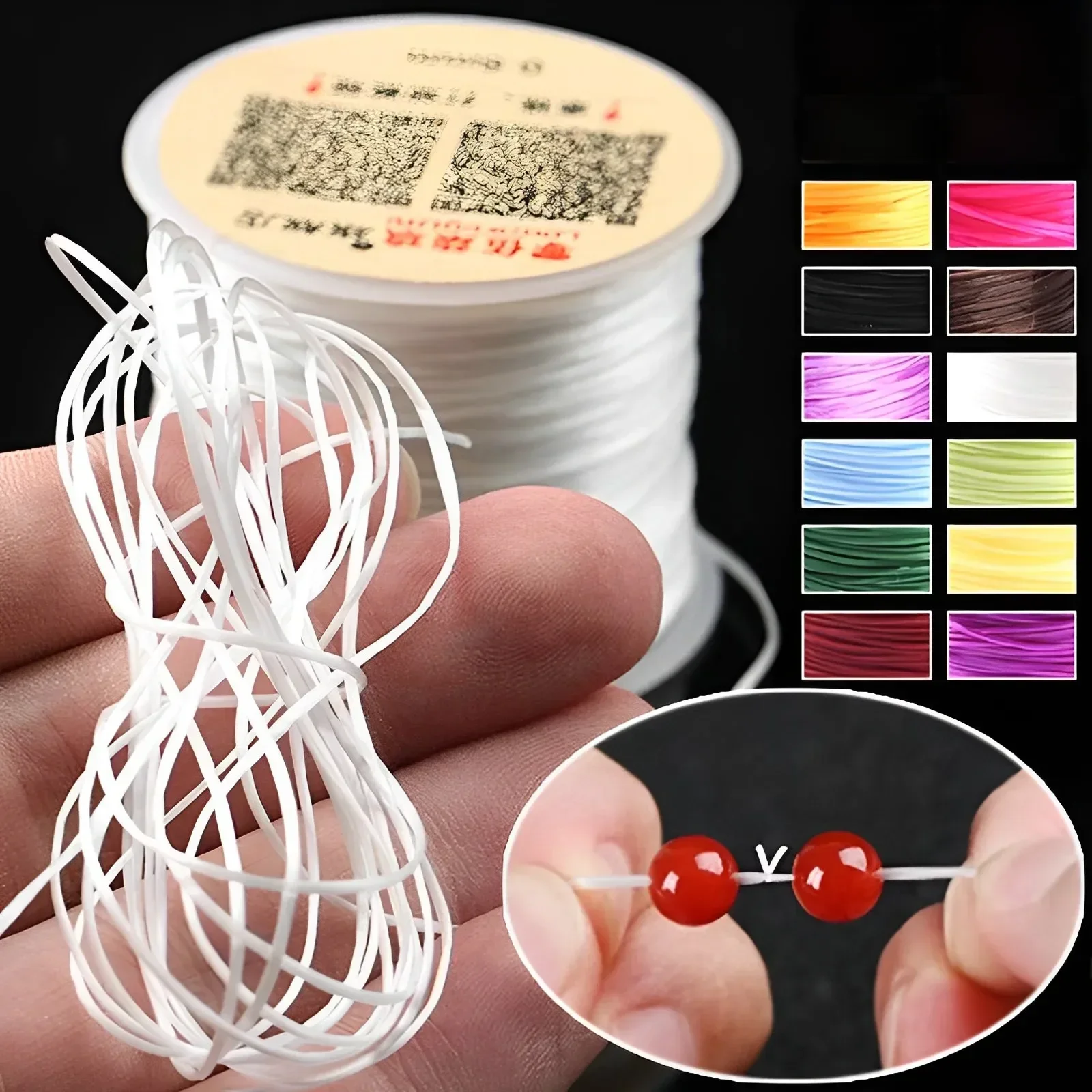 10m/rolo forte elástico cristal miçangas cabo 1mm para pulseiras estiramento fio corda colar diy
