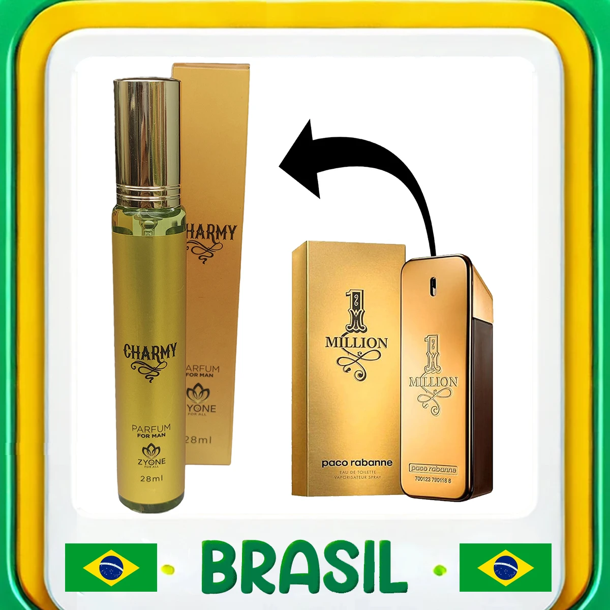 Men's Perfume Charmy 28ML Zyone Eau de Parfum High Fixing Up To 24 Hours-Shipping from Brazil