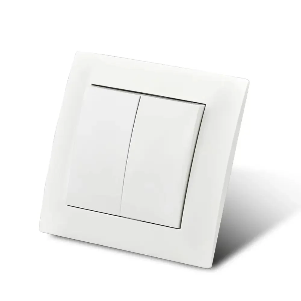 WESA Wit Klassiek Vlamvertragend Kunststof Paneel 2 Gang 1 Manier Wandlichtschakelaar Aan/Uit Tuimelschakelaar 16A AC 250V 86mm * 86mm - afbeelding 2