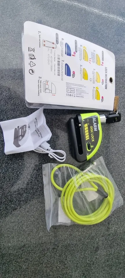 BikerZoneZ Guardian Lock — Rechargeable Alarm Disc Lock