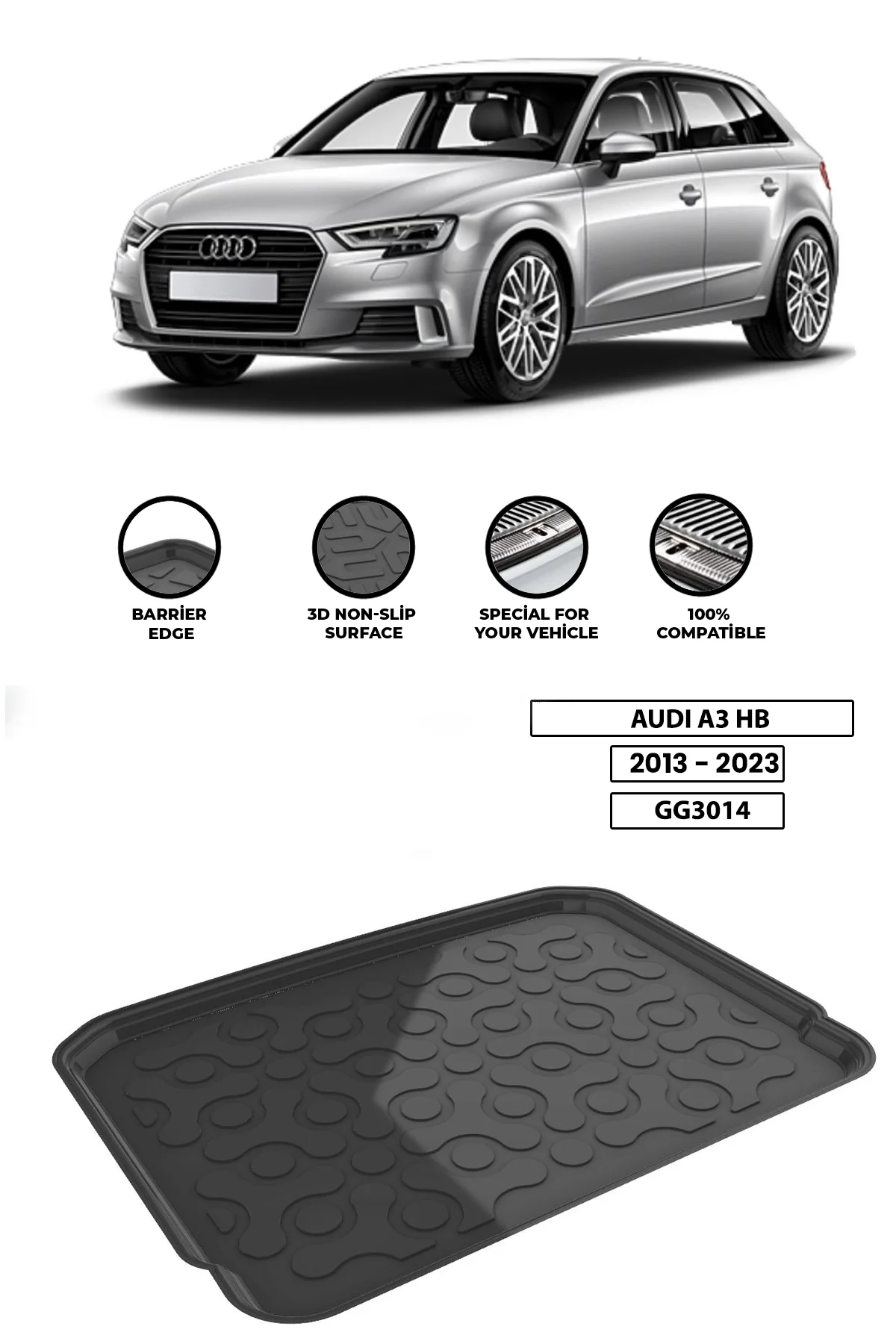 

For -AUDI-A3-HB-2013-2023 luggage compartment Diffuser Extension Rear Bumper Attachment Luggage compartment