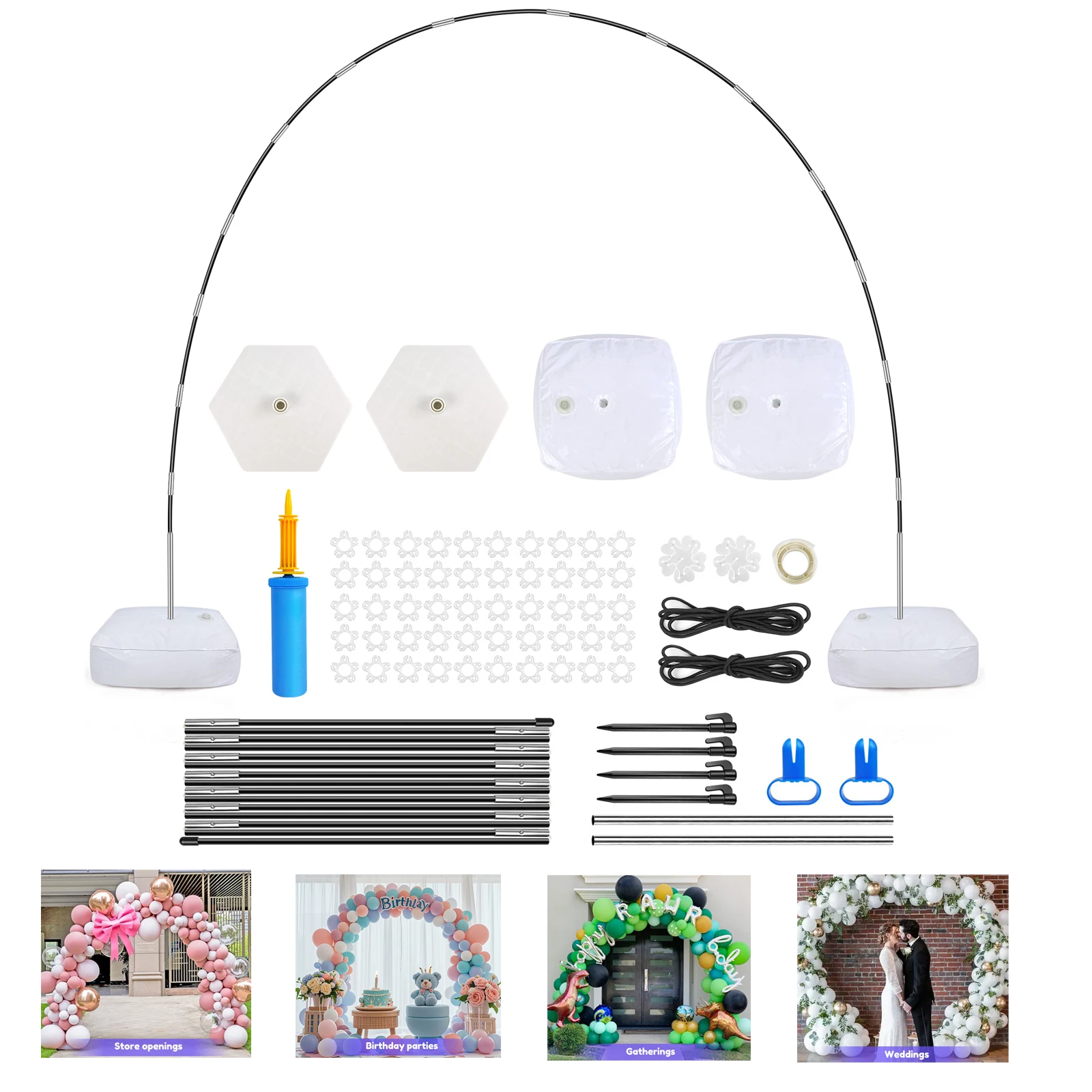 Support de ballons réglable, kit d'arche de ballons avec base, support demi-arche pour anniversaire, mariage, fête, baby shower