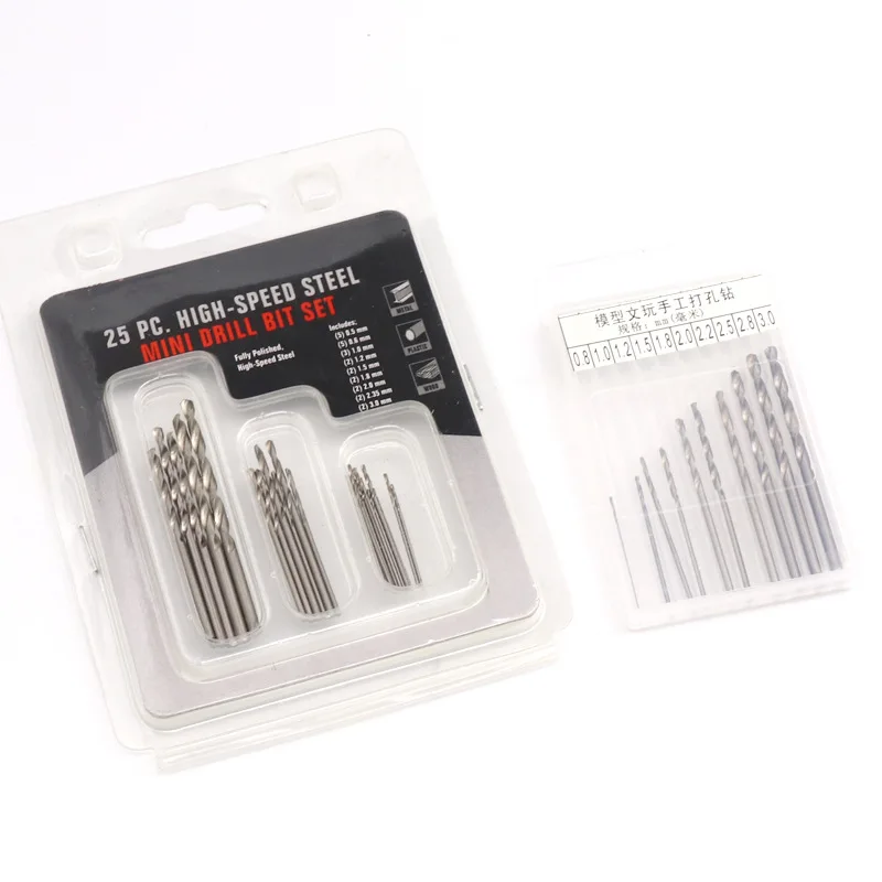 25Pcs 10Pcs Mini Drill HSS Bit Set OD 0.8~3.0mm For Dremel Rotary Tool Electric Tools High Speed White Twist Woodworking