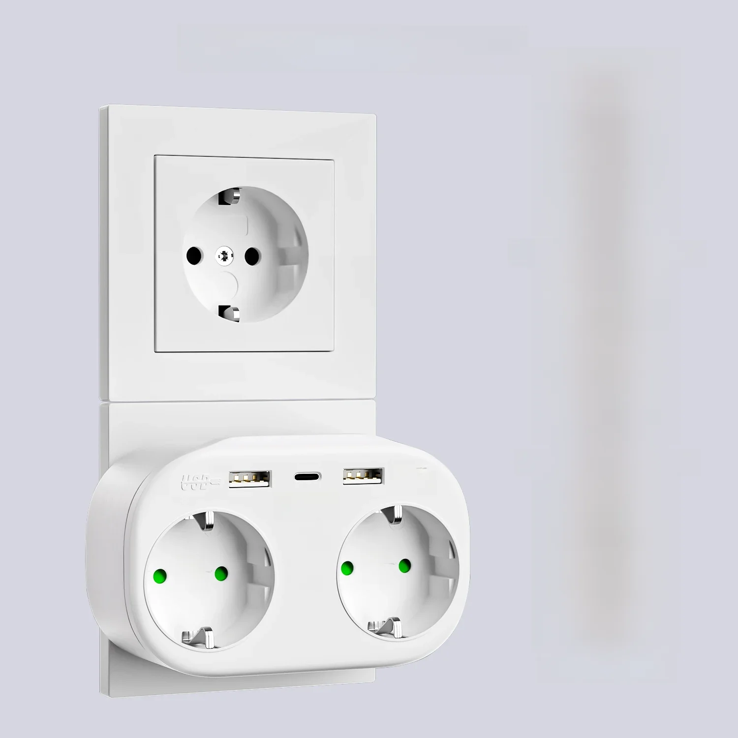 Tomada USB EU Tomada Elétrica Conversor, Double Plug Schuko, Alemanha DE Placa de Parede Padrão,
