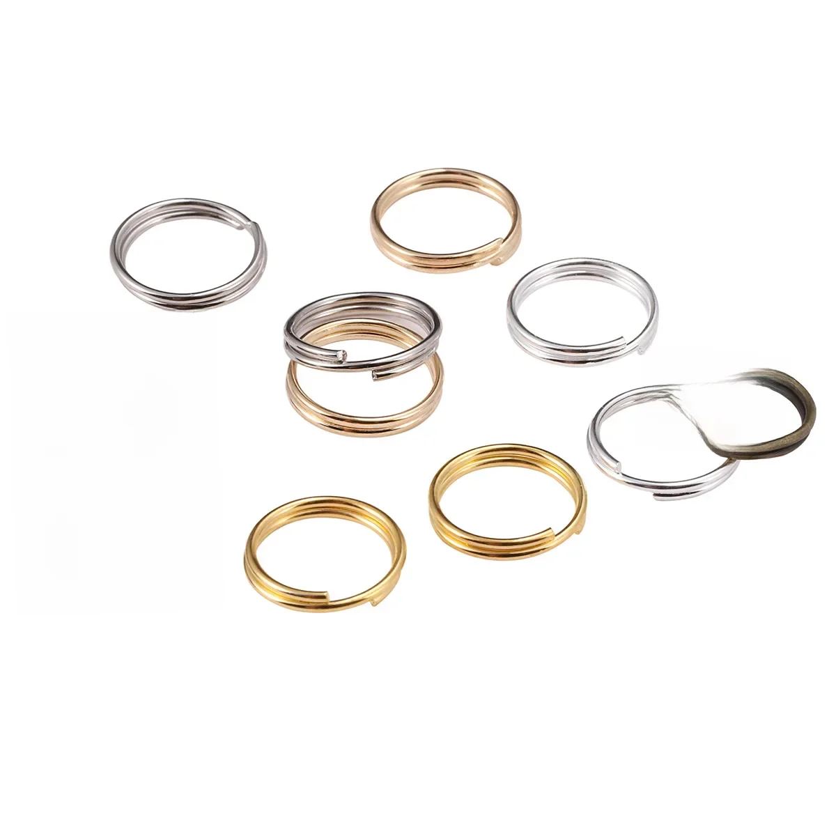 Anneaux de saut ouverts, 50 à 200 pièces/lot, 4 6 8 10 12mm, Double boucles, anneaux fendus, connecteurs de collier et de Bracelet pour la fabrication de bijoux à faire soi-même