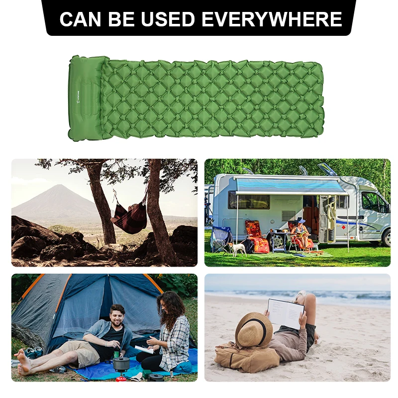 Inflatable Mattress Sleeping Mat Moisture-proof Cushion Fast Filling Beach Mat With Pillows Camping Pad Light weight