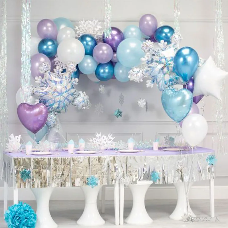 Snow Queen Balloon Garland Arch Kit For Frozen Birthday Party Decorations Theme Ice Princess Birthday Snow Queen Decoration Girl