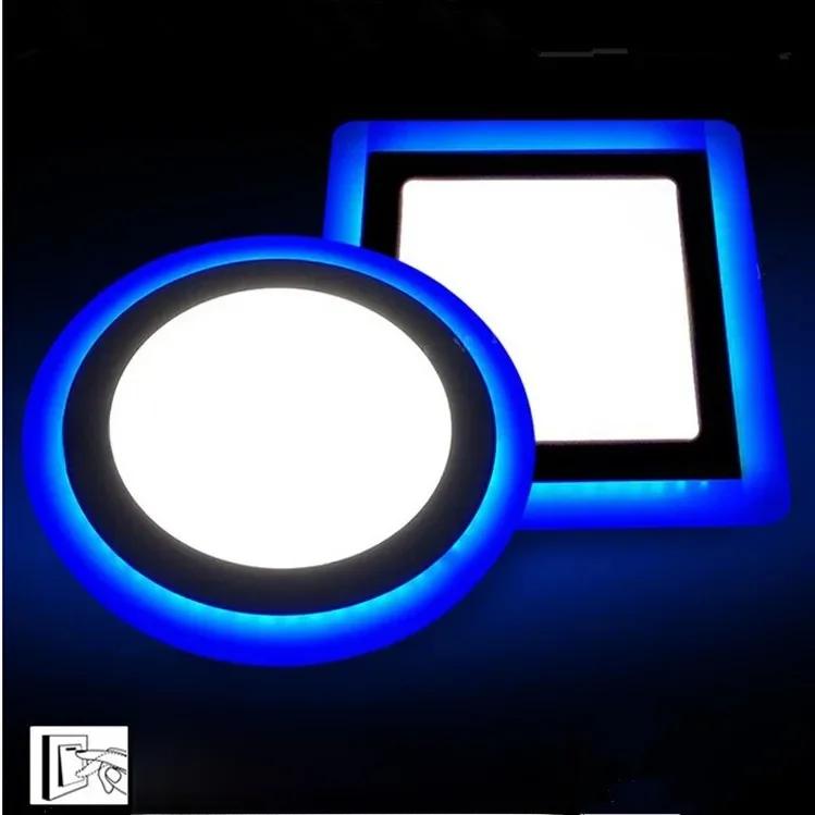 6W 9W 16W 24W LED-Deckeneinbauleuchte Panel-Lampe Heimdekoration Runde Quadratische LED-Panel-Downlight Blau+Weiß 2 Farben