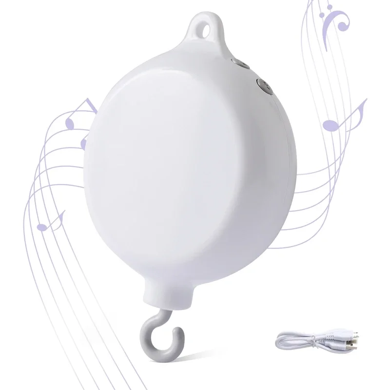 Hochet pour bébé de 0 à 12 mois, Mobile rotatif blanc sur le lit, boîte à musique pour nouveau-né, cloche de lit, support de jouet, Bluetooth/boîte à distance