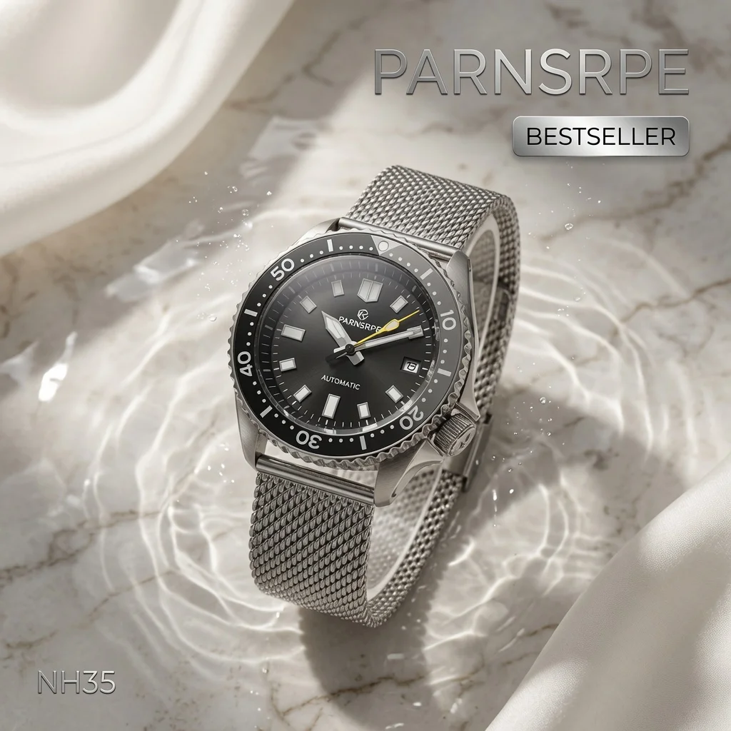 PARNSRPE SKX007 Turtle Diver Watch Men 42mm NH35 Automatic Gray Sunburst Dial Luminous Date Mechanical Wristwatch