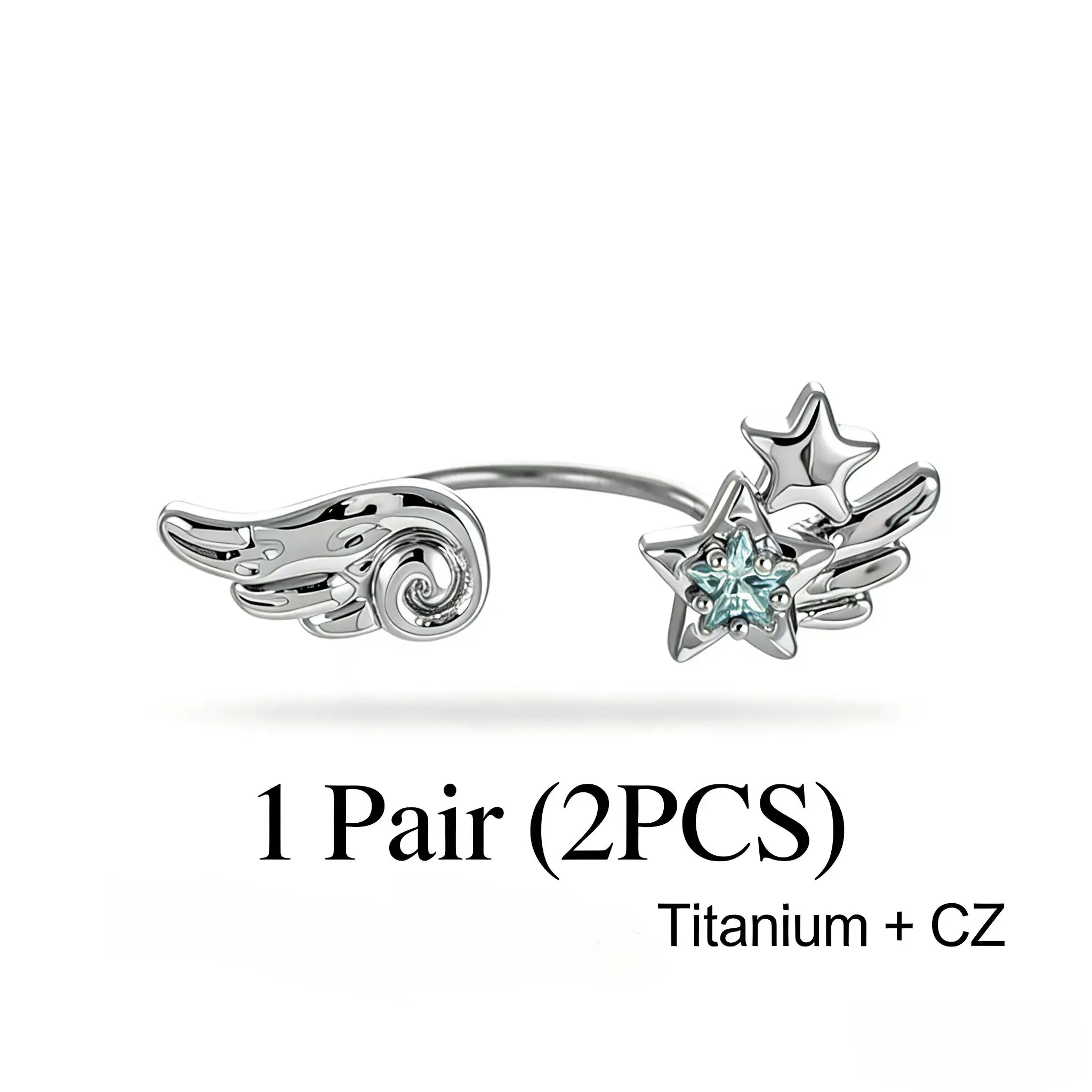 

1 Pair Angel Wing Star C Hoop Earrings 20G (0.8mm) 10mm Cartilage Helix Tragus Conch Piercing CZ Titanium Jewelry