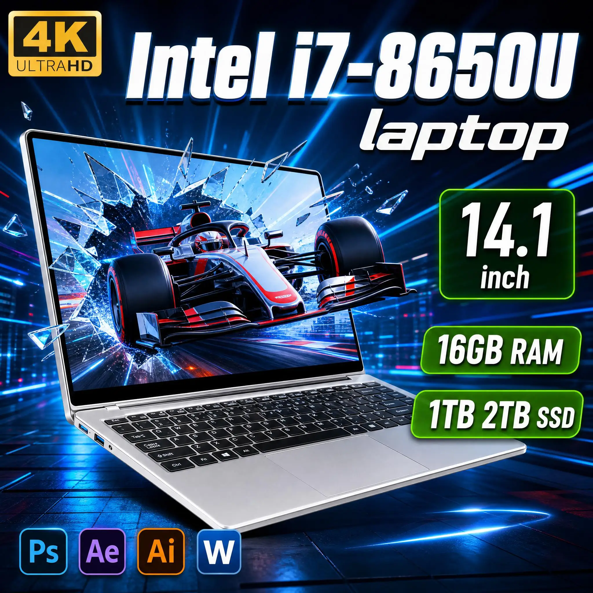 Ordinateur portable LENO 14,1 pouces ultra fin, Intel Core i7 8650U, Windows 11, 32 Go, 2 To, ordinateur de jeu, PC gamer, portable, pour le bureau, l