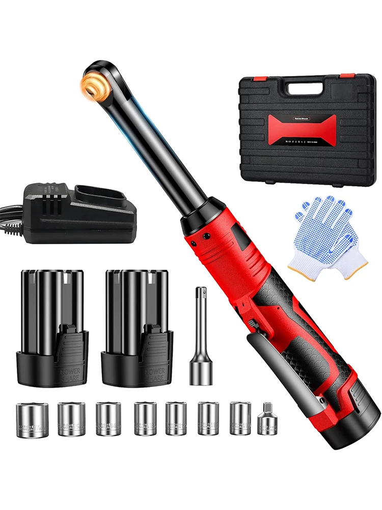 6 "verlengde ratelsleutel 3/8" draadloze elektrische sleutel 450 RPM 16,8 V oplaadbare hoeksleutel autoreparatiegereedschap met 2 batterijen - afbeelding 2