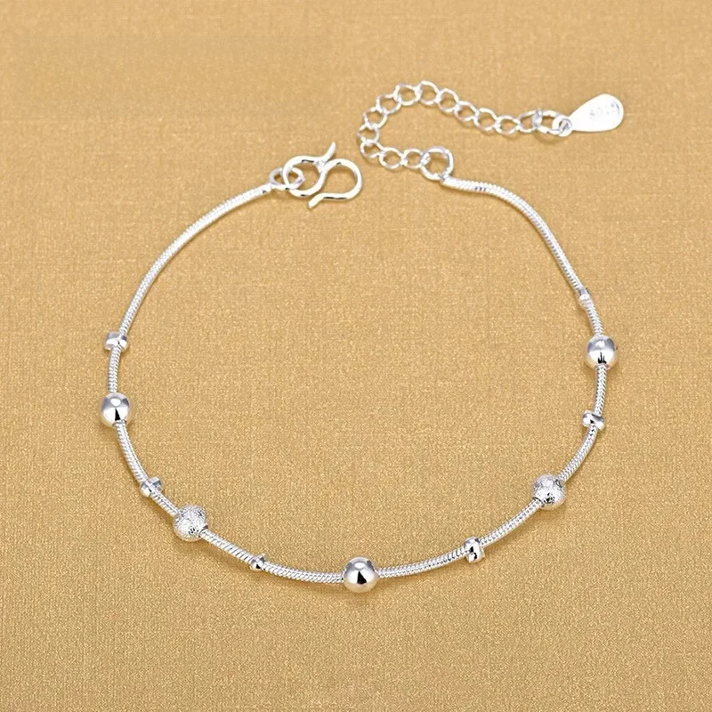 Modne damskie łańcuszki na stopę regulowane Mujer Charm 925 Sterling Silver Anklets Bohemia Jewelry Summer Holiday Design — zdjęcie 2