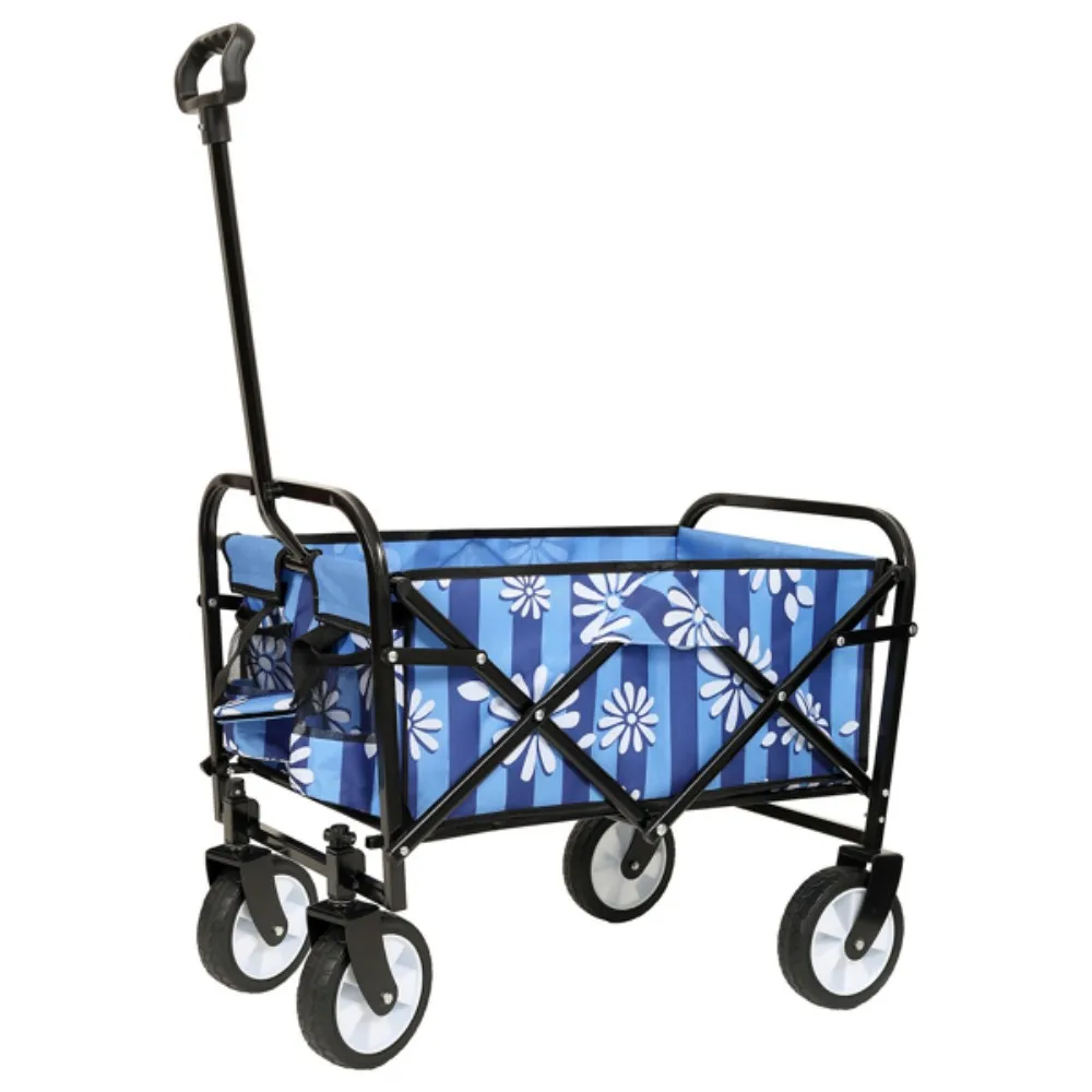 

Colorful Collapsible Foldable Wagon Cart with strapping system Beach Wagon Utility Wagon Grocery Cart Camping Shopping Sports