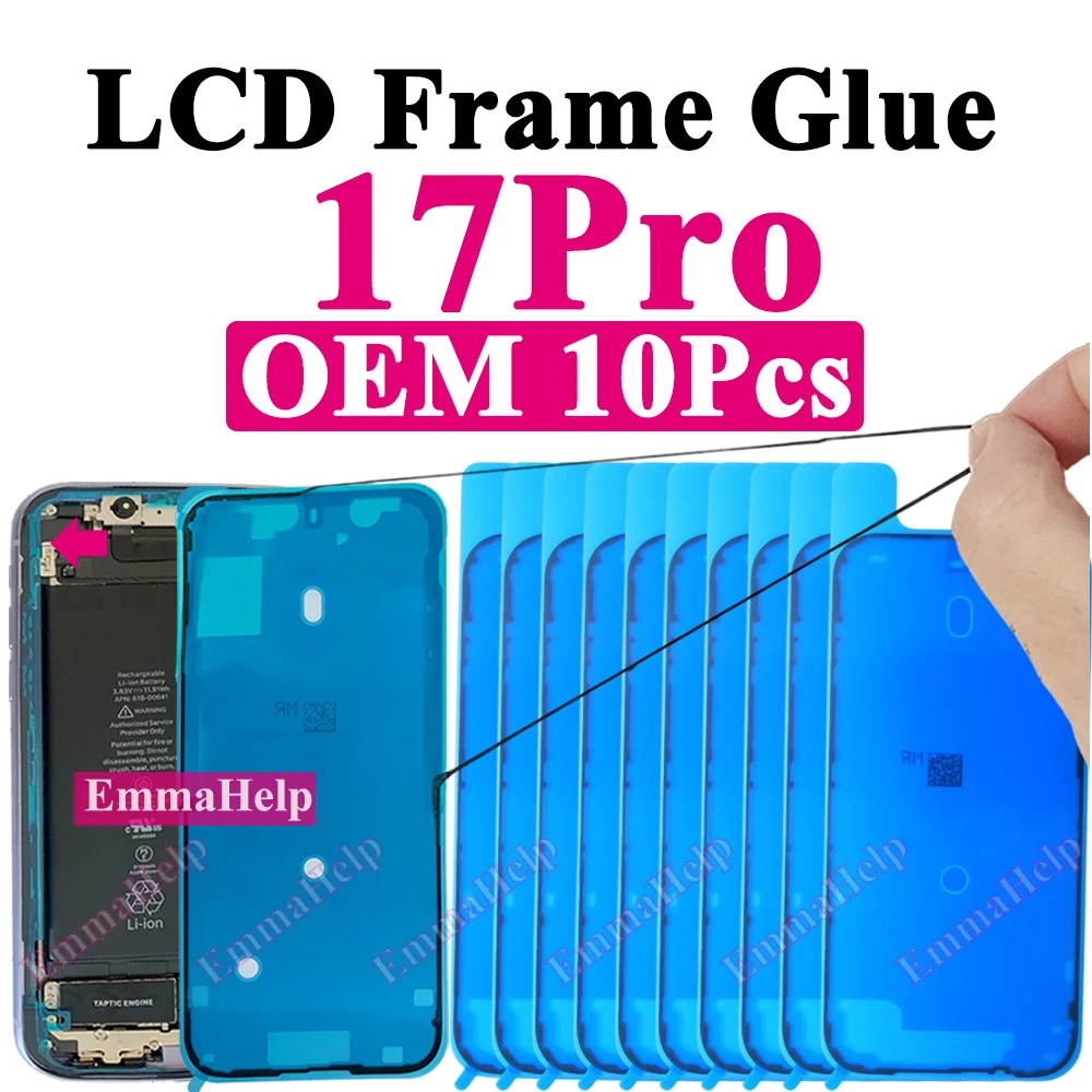 10 Stück Wasserdichte Dichtungsaufkleber für die Rückseite des iPhone 16 Plus 15 Pro Max 14 17E, Klebstoff für das vordere LCD-Display