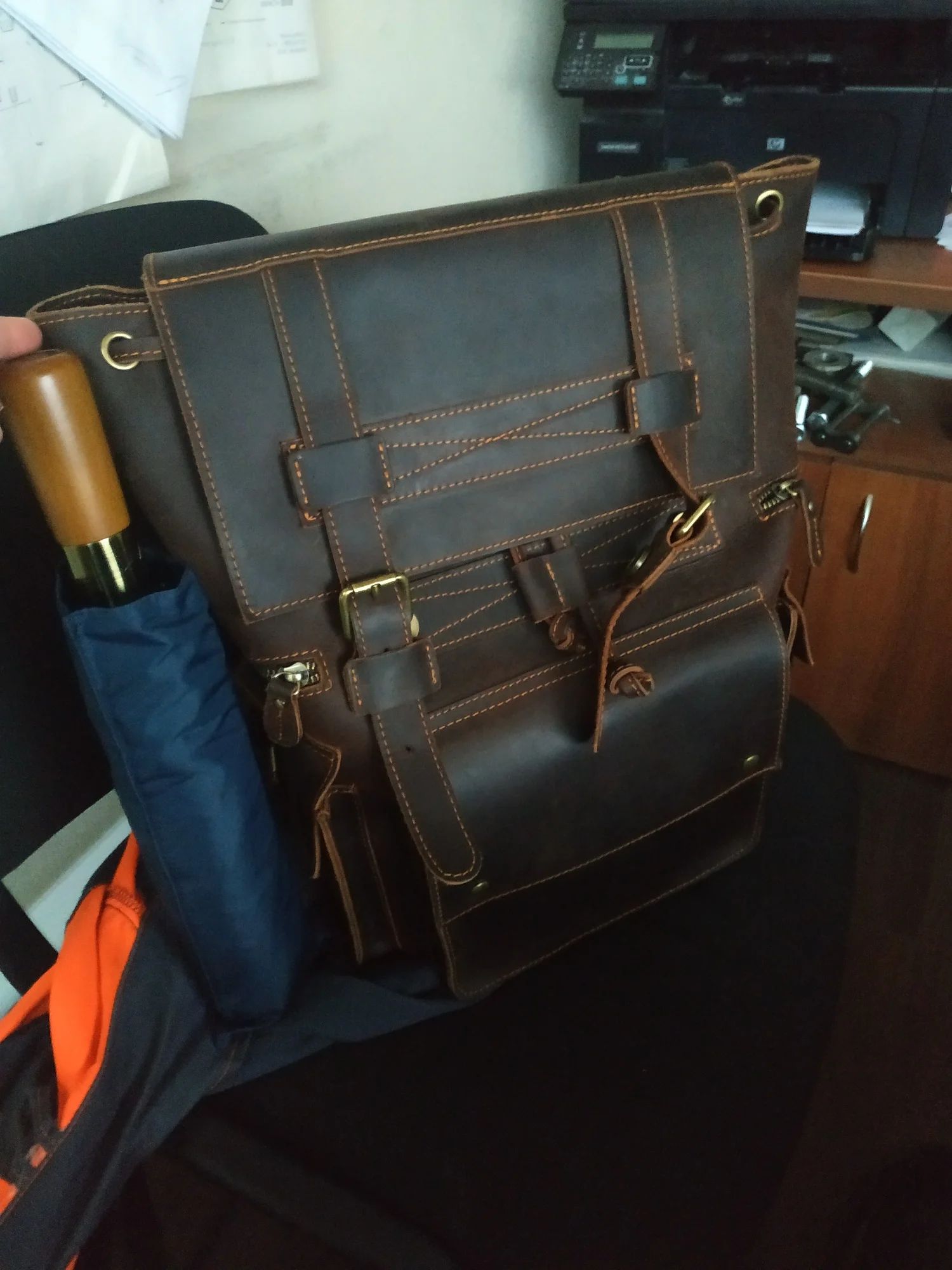 Extra Large Men’s Leather Backpack Big Capacity Travel