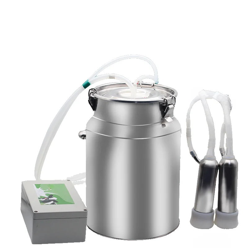 Machine à traire électrique, machine à traire pour vaches, système de traie pour bétail, capacité de 10 l, acier inoxydable, arrêt automatique lorsqu le récipient est plein, massage simulé, portable, couleur argent