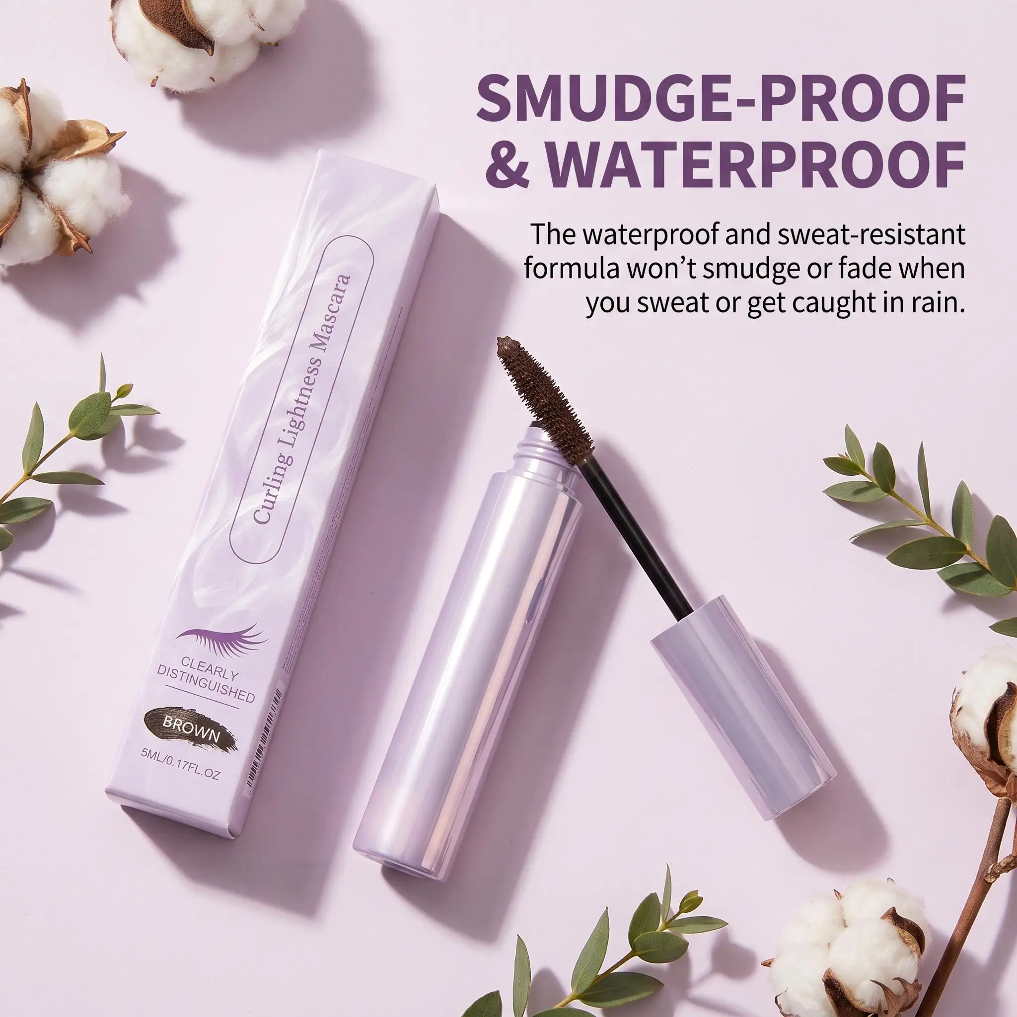 Curling Lightness Mascara Natural Brown Black Tone Soft Lashes Subtle Definition Waterproof Sweatproof Gentle Formula Nourishing Effect Eye Makeup