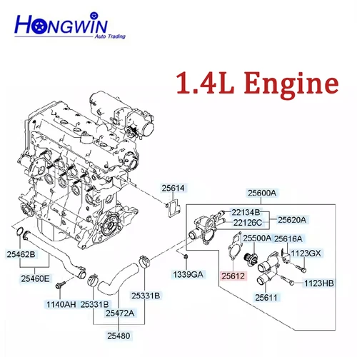 Imagen 2 del producto Conjunto de Carcasa de Termostato para Hyundai Elantra, Accent, Sonata, Tucson, Kia Rio 25620-26160 25631-23501 25620-26870 25631 26870